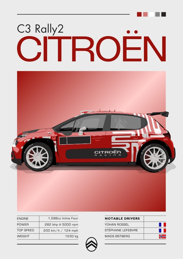Citroën C3 Rally2 Poster – R5 Class Rally Car Art Print