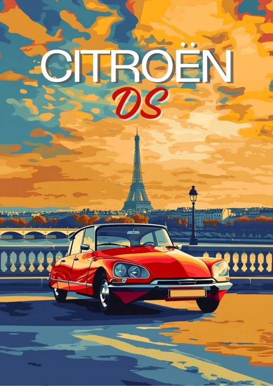 Impression Citroën DS des années 1970 – Décoration murale vintage de voiture classique française