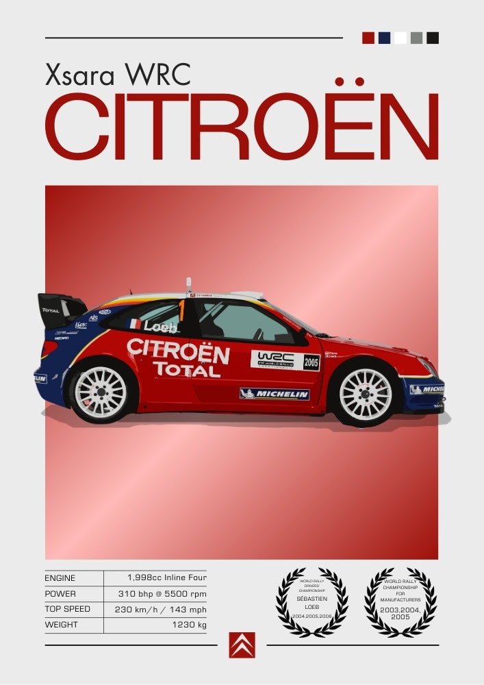 Citroën Xsara WRC Poster – 2000s Rally Champion Car Wall Art