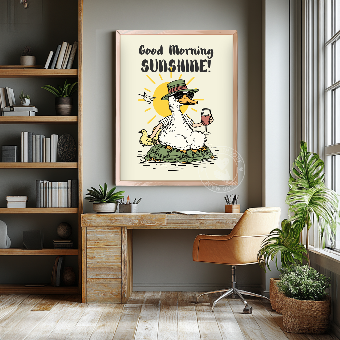 Funny Seagull Poster, Good Morning Sunshine, Beach Vibes Wall Art, Quirky Animal Print, Tropical Seagull Art