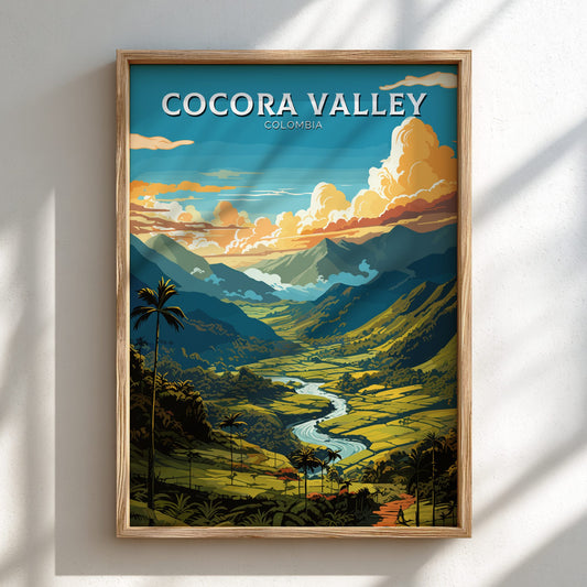 Cocora Valley Light Wooden Frame Poster