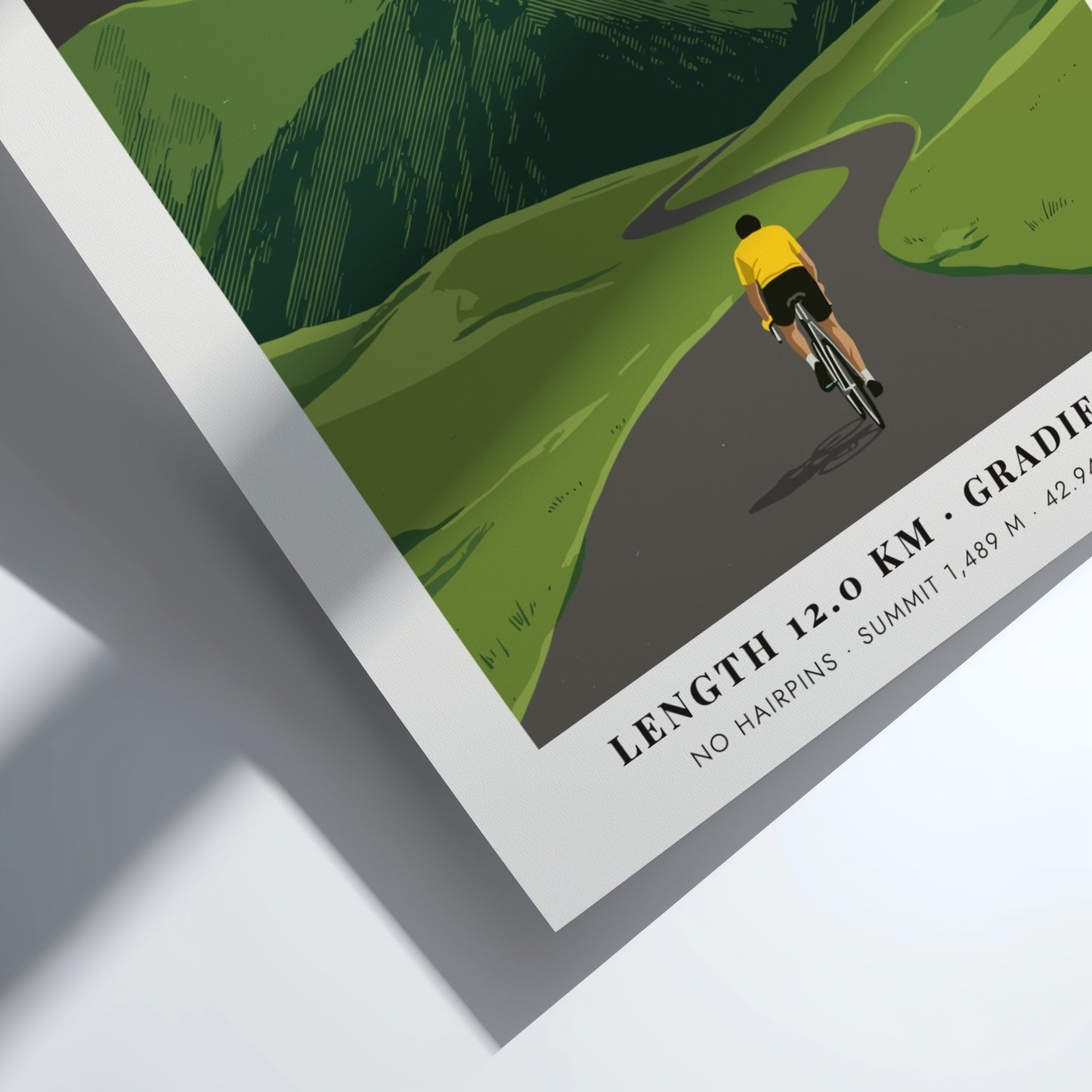Cycling poster featuring a rider on a mountain road at Col D'aspin France