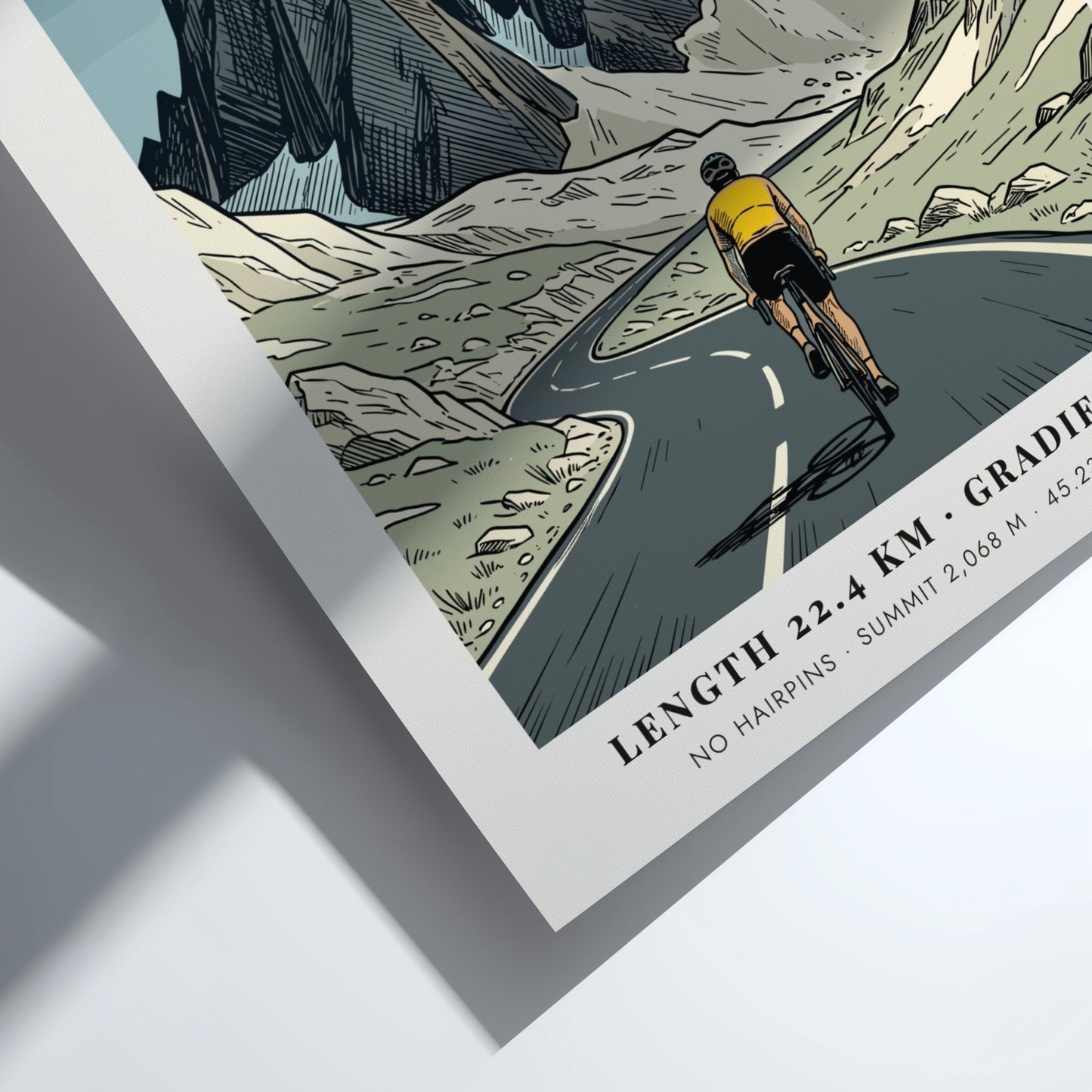 Cycling poster showing a rider on a mountain road at Col De La Croix