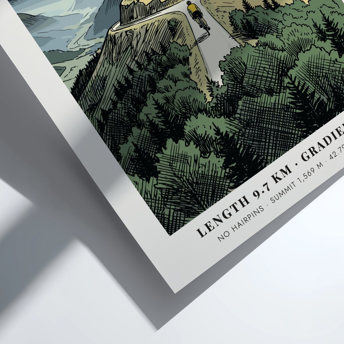 Cycling poster featuring the Col De Peyresourde mountain road with a rider ascending.