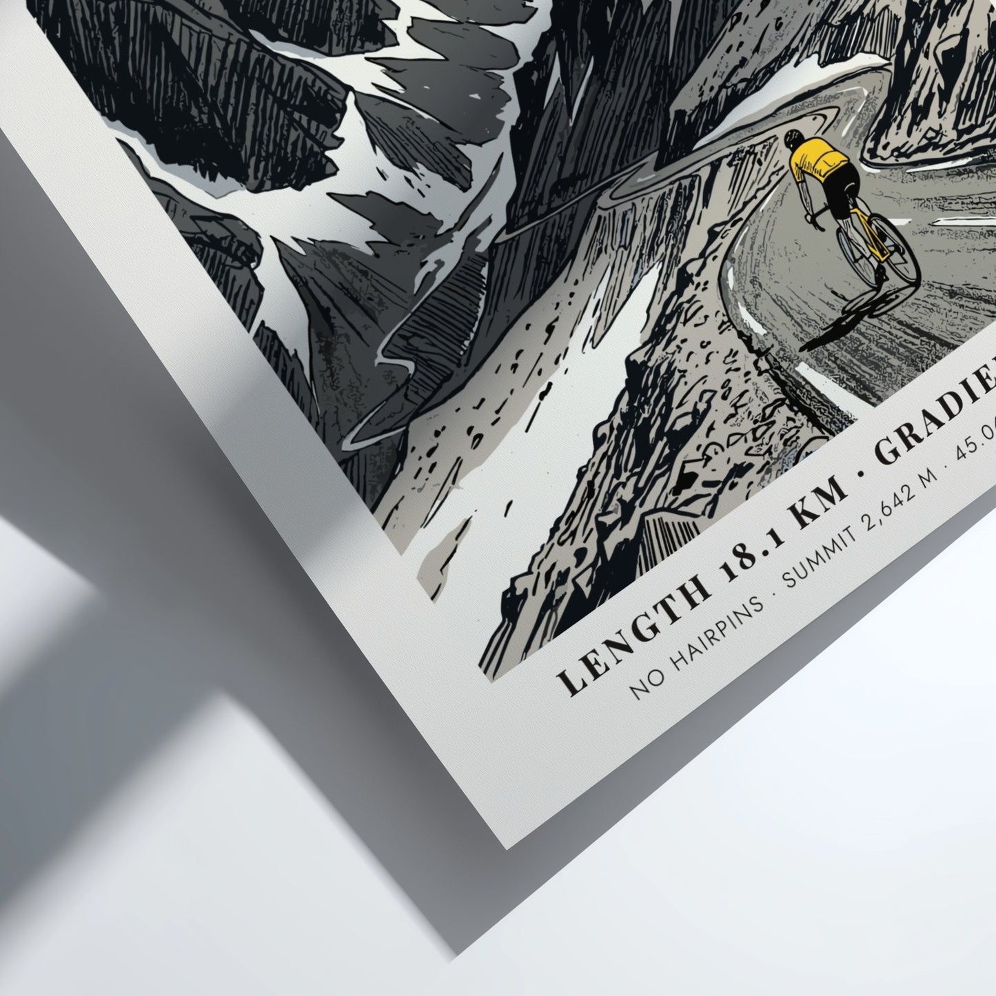 Poster of a cyclist climbing the steep, rugged Col Du Galibier mountain pass.