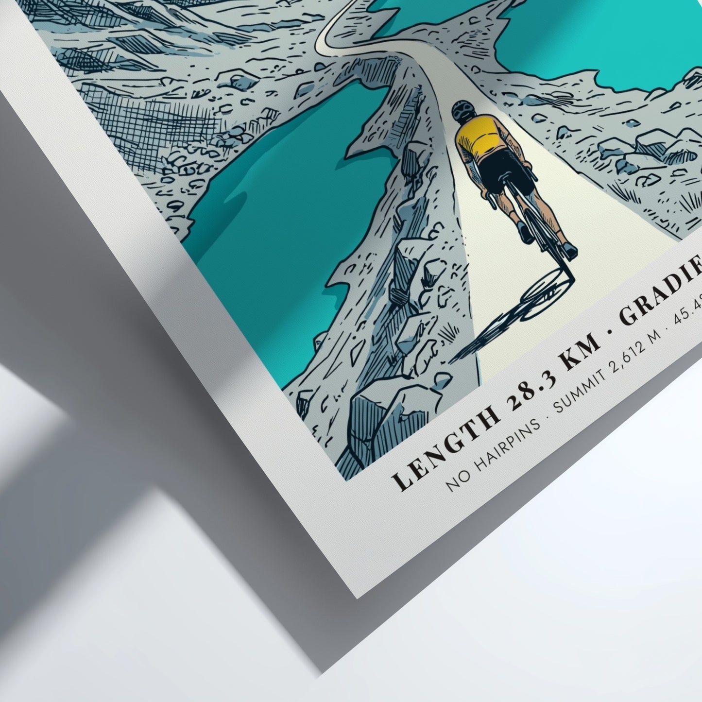 Poster of a cyclist climbing the Colle Del Nivolet in the Italian Gran Paradiso.