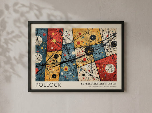 Wall art poster featuring Jackson Pollock’s Convergence with abstract drips and Buffalo AKG text