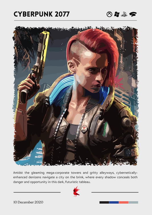 Décoration murale Cyberpunk 2077 – Affiche futuriste de ville nocturne pour joueurs