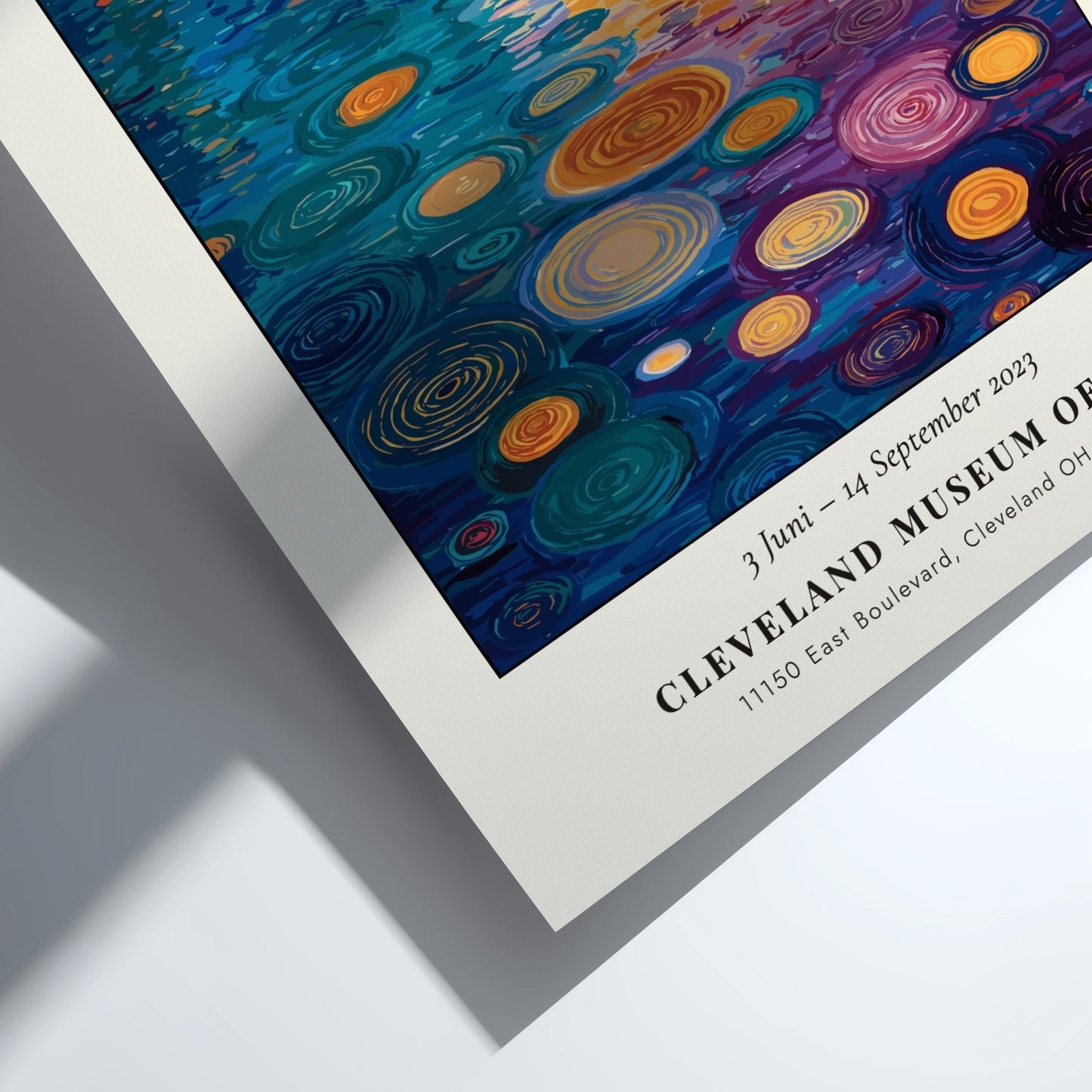 Poster inspired by Gustav Klimt featuring vibrant blues and golds in a nature scene