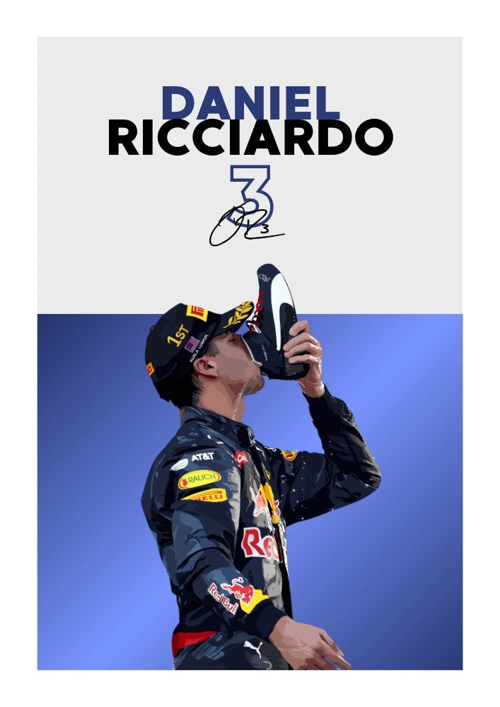 Daniel Ricciardo Poster – Formula 1 Racing Wall Art Print