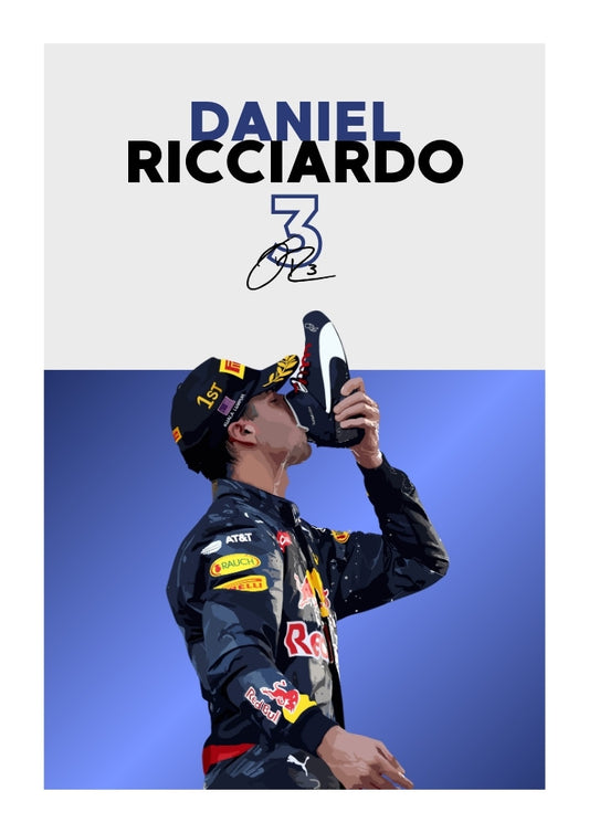 Affiche Daniel Ricciardo – Impression d'art mural de course de Formule 1