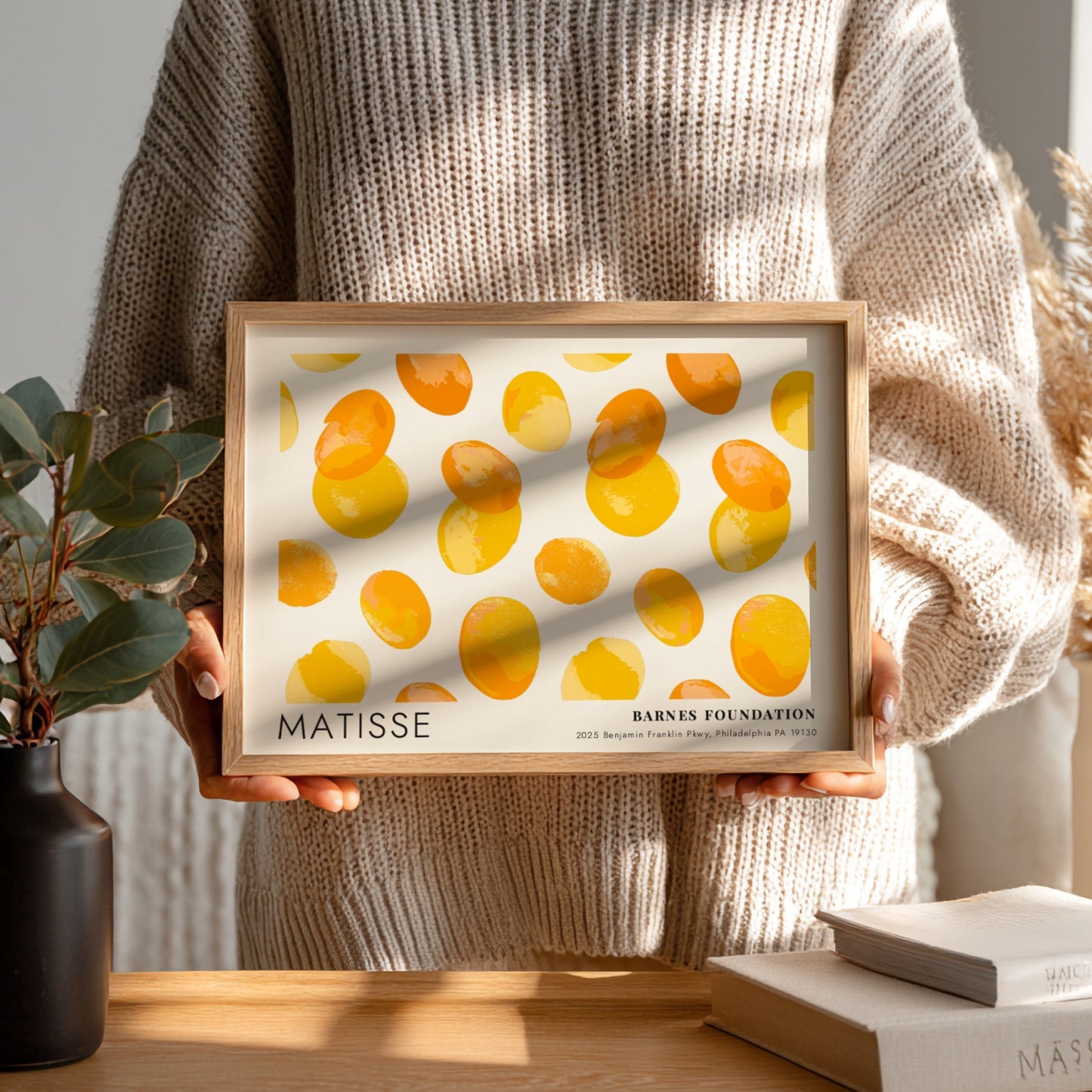 Dark Garden poster by Henri Matisse featuring warm yellow and orange shapes, modern wall art print