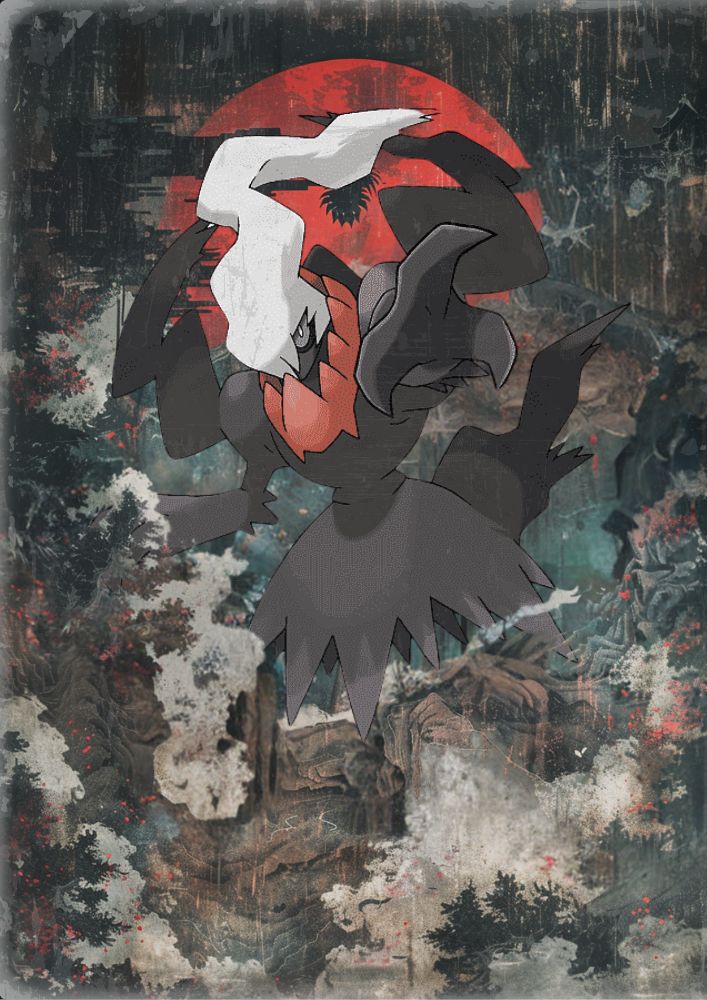 Affiche Pokémon Darkrai - Illustration d'anime de style japonais