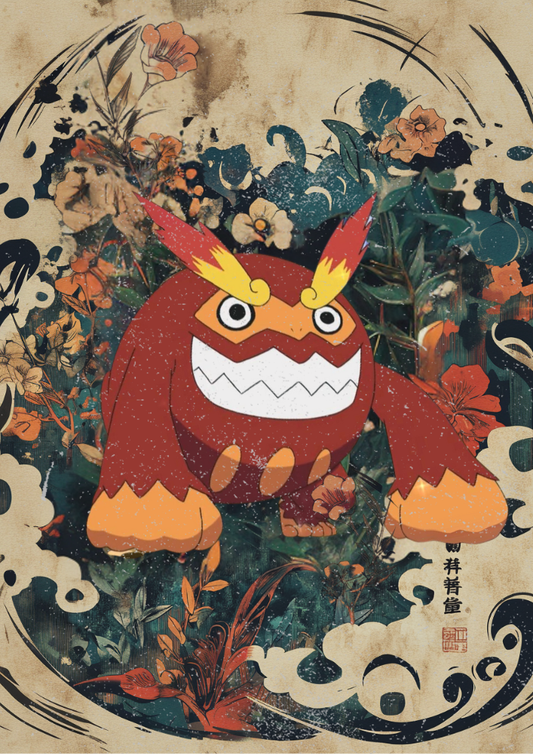 Affiche Pokémon Darumacho - Illustration d'anime de style japonais
