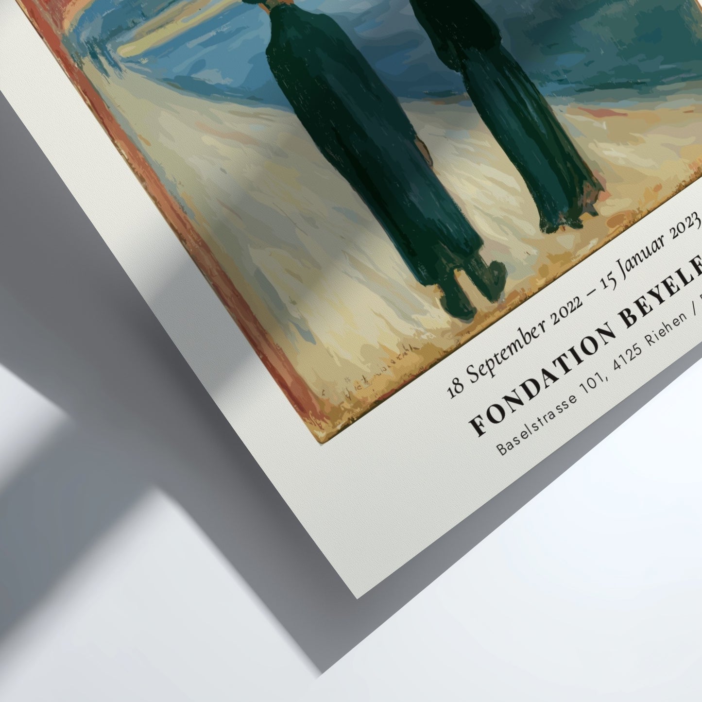 Edvard Munch poster featuring De Ensomme - The Lonely Ones with vibrant colors and emotional scene