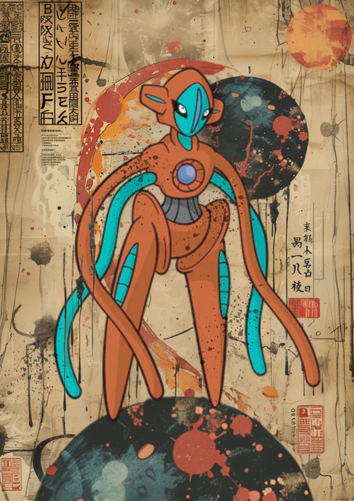 Affiche Pokémon Deoxys - Illustration d'anime de style japonais