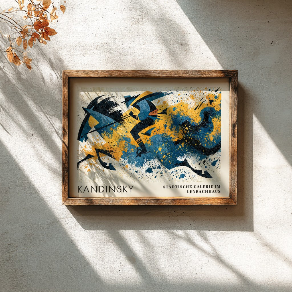 Wall art poster of Kandinsky Der Blaue Reiter featuring a rider in blue