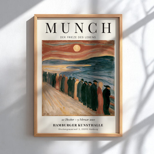 Edvard Munch poster featuring Der Frieze des Lebens with expressive colors and emotional themes