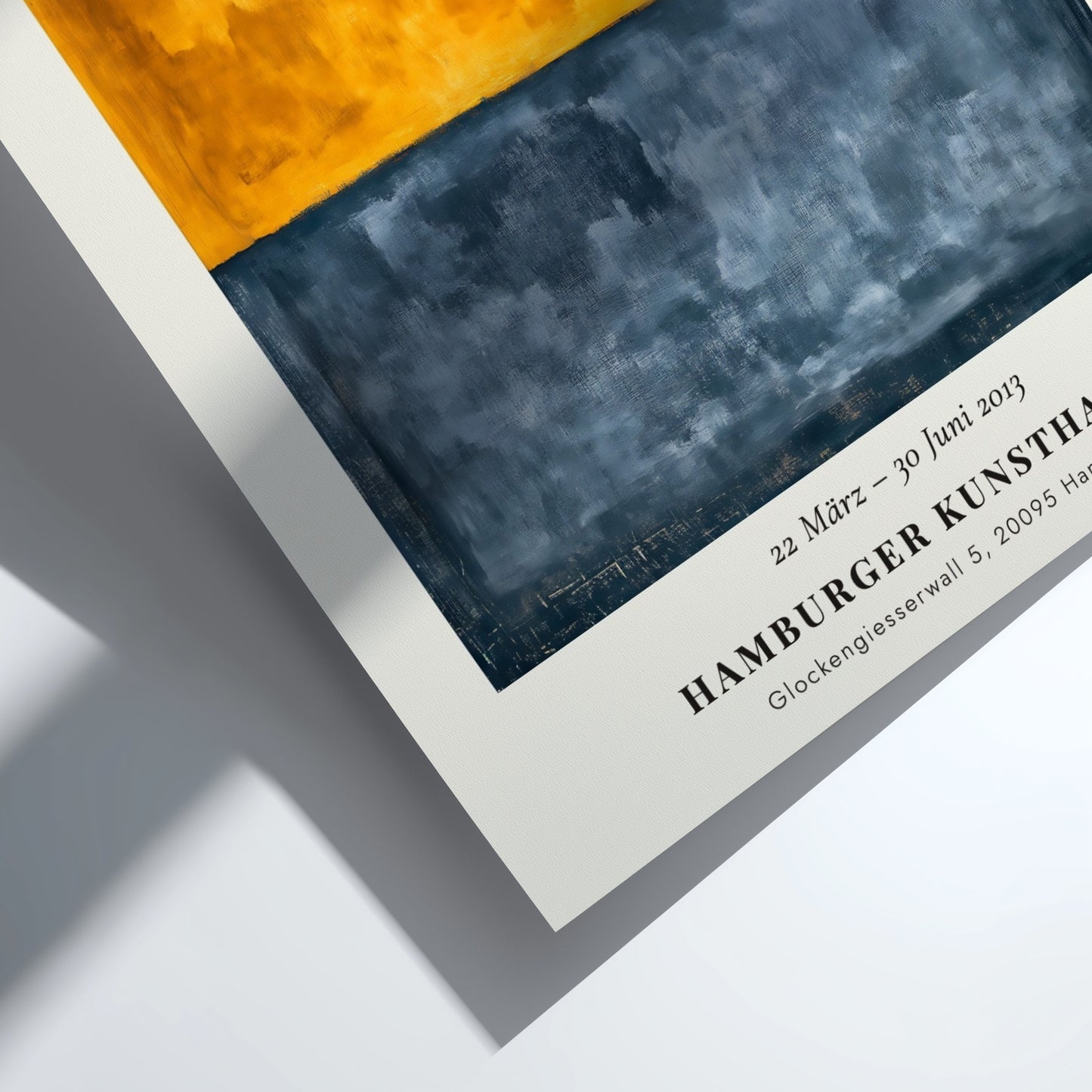 Wall art poster featuring Mark Rothko Seagram Murals with orange and charcoal blue blocks.