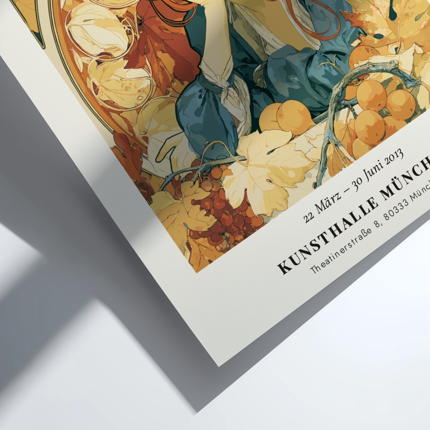 Alphonse Mucha poster featuring Die Vier Jahreszeiten with warm colors and intricate Art Nouveau style