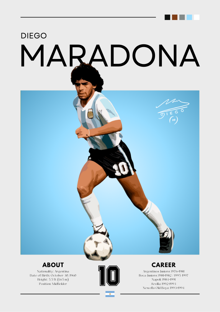 Diego Maradona Argentina Print - Classic Football Legend Poster
