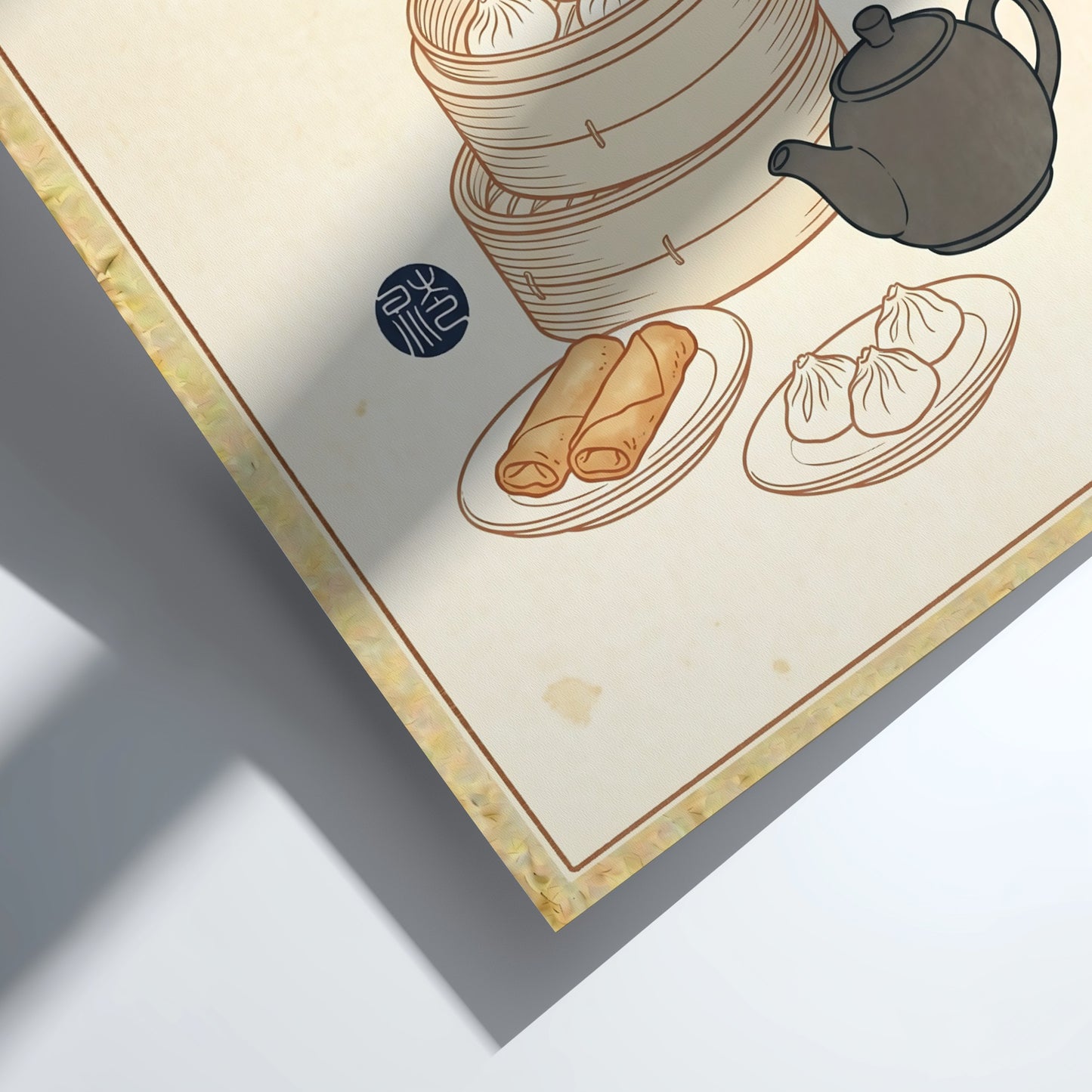 Dim Sum Sketch Poster featuring dumplings and teapot in Japanese art style
