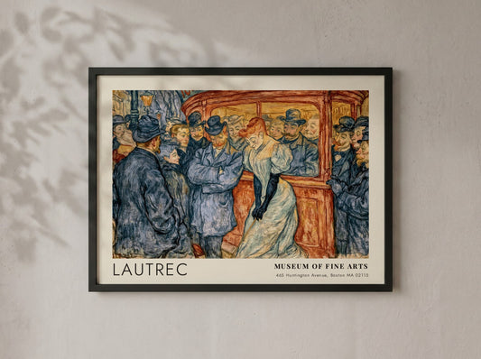 Wall art poster featuring a Lautrec cafe scene with Museum of Fine Arts text