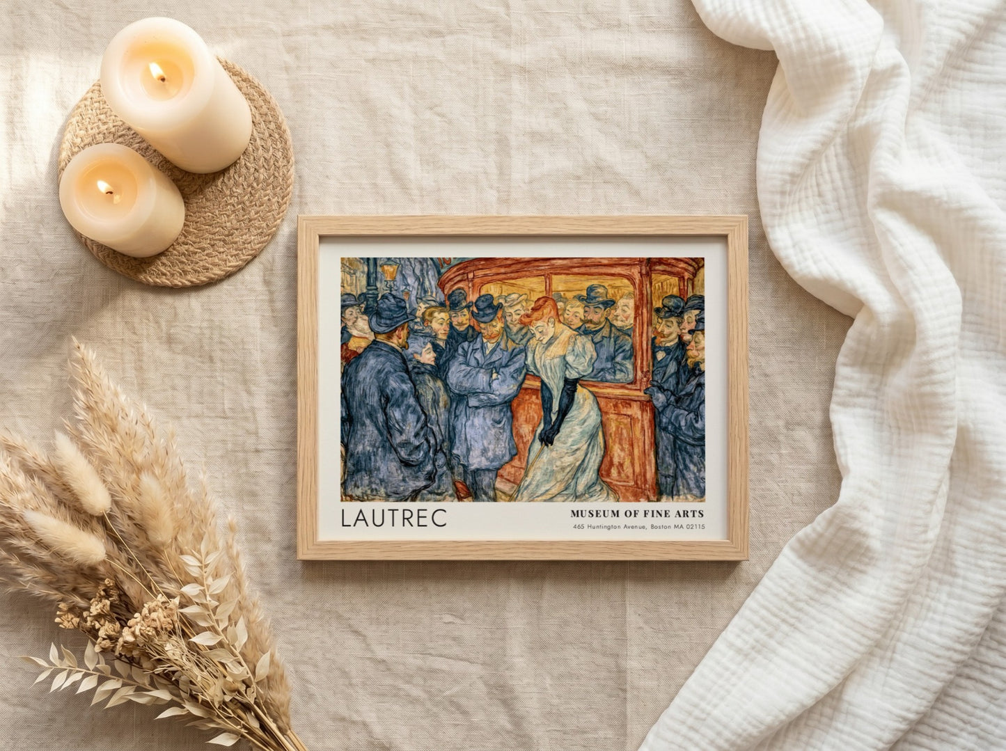 Wall art poster featuring a Lautrec cafe scene with Museum of Fine Arts text
