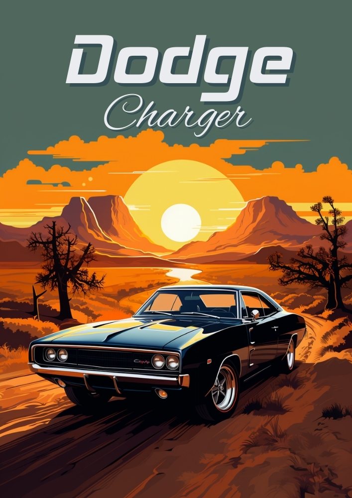 Dodge Charger Car Print – Classic American Muscle Car Wall Art Poster