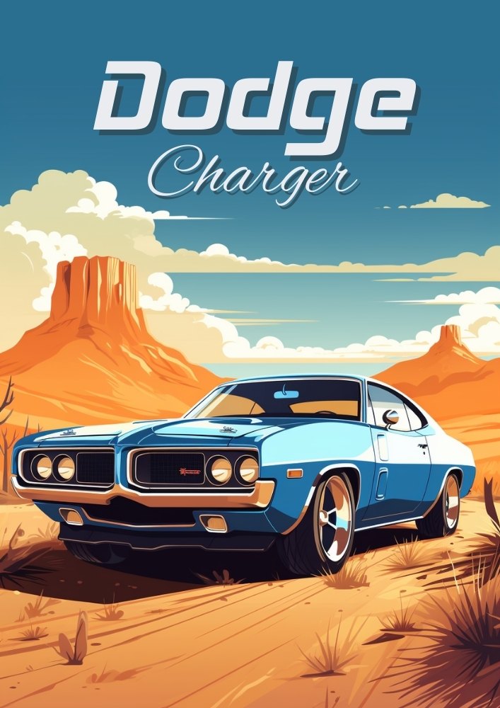 Dodge Charger Poster – Classic American Muscle Car Wall Art Print