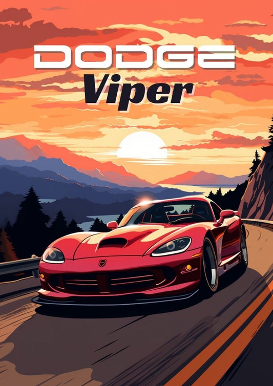 Affiche Dodge Viper – Affiche murale classique de voiture de sport américaine
