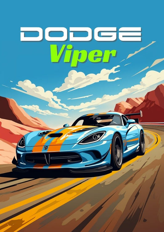 Affiche Dodge Viper – Impression d'art mural de voiture de sport américaine classique