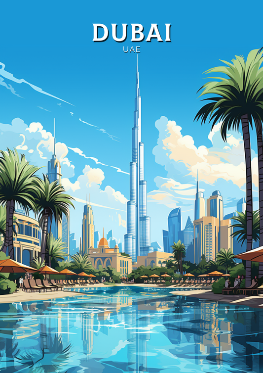 Affiche Vue de Dubaï - Art de voyage moderne