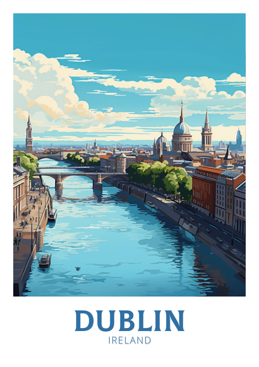Affiche de voyage de Dublin - Illustration irlandaise