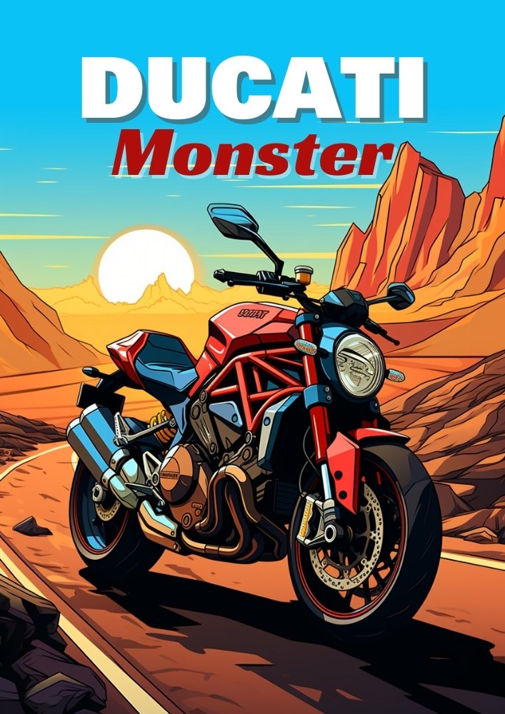 Ducati Monster Poster – Naked Bike Wall Art for Motorcycle Enthusiasts