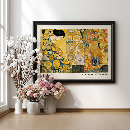 Dunkel und Gold Klimt wall art print featuring gold tones and intricate patterns