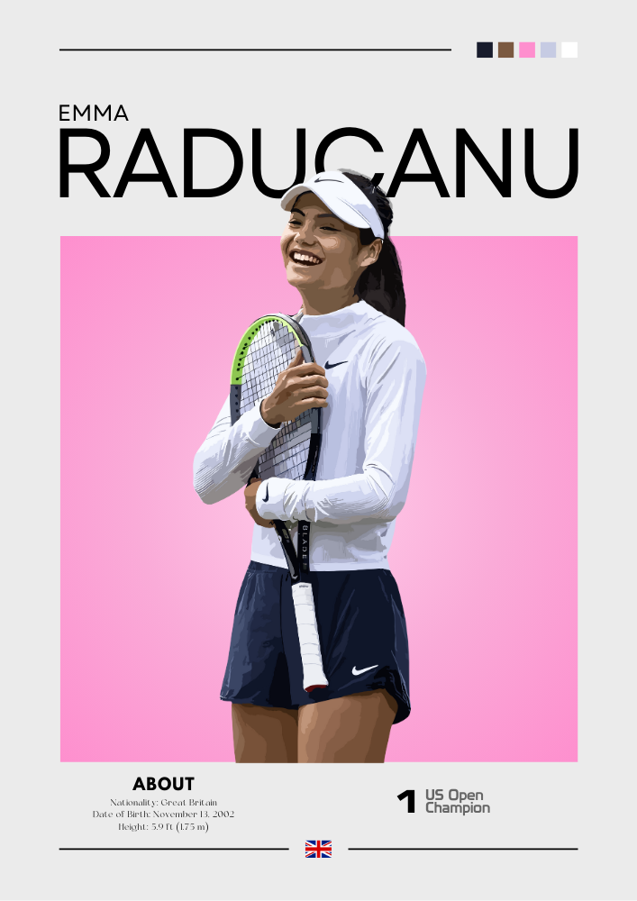 Emma Raducanu Poster – British Tennis Sensation Wall Art