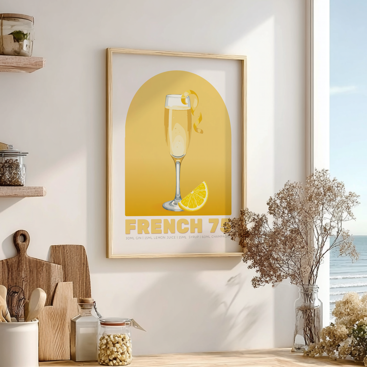 French 75 Cocktail Poster - Drinks Wall Art