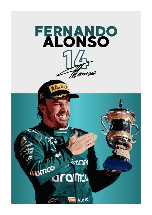 Affiche Renault F1 de Fernando Alonso – Double Champion du Monde
