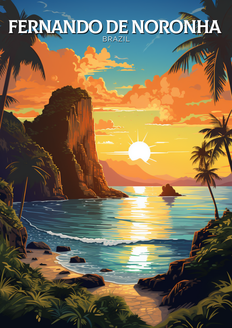 Fernando de Noronha Travel Poster - Retro Island Art