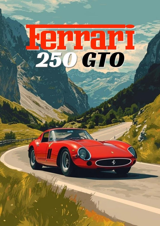 Impression Ferrari 250 GTO Racing – Décoration murale classique de voiture de sport italienne