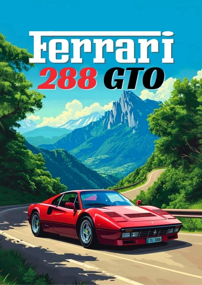Ferrari 288 GTO Poster – Classic Italian Supercar Wall Art