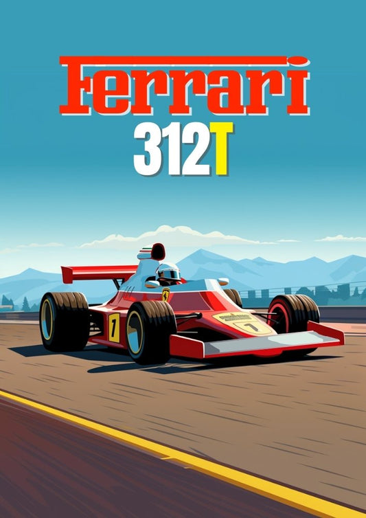 Affiche Ferrari 312T F1 – Art du sport automobile classique de l'ère Lauda