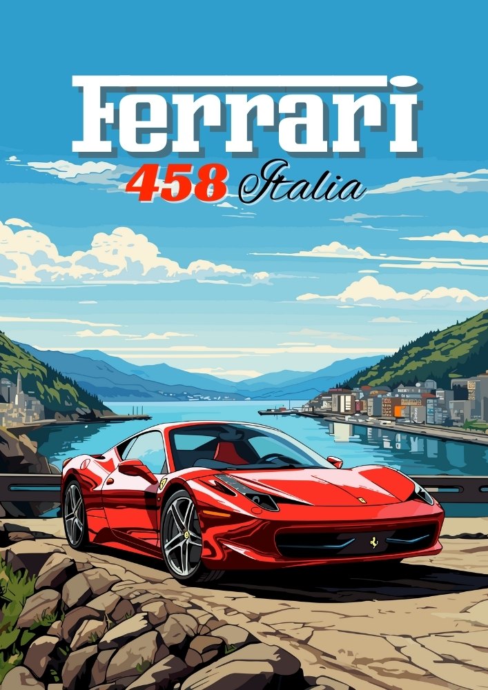 Ferrari 458 Italia Poster – Italian Supercar Wall Art