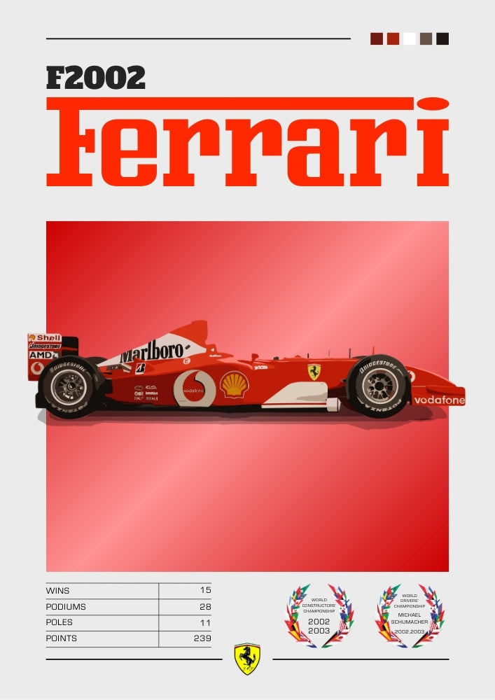 Ferrari F2002 F1 Poster – Schumacher’s Championship Car Art