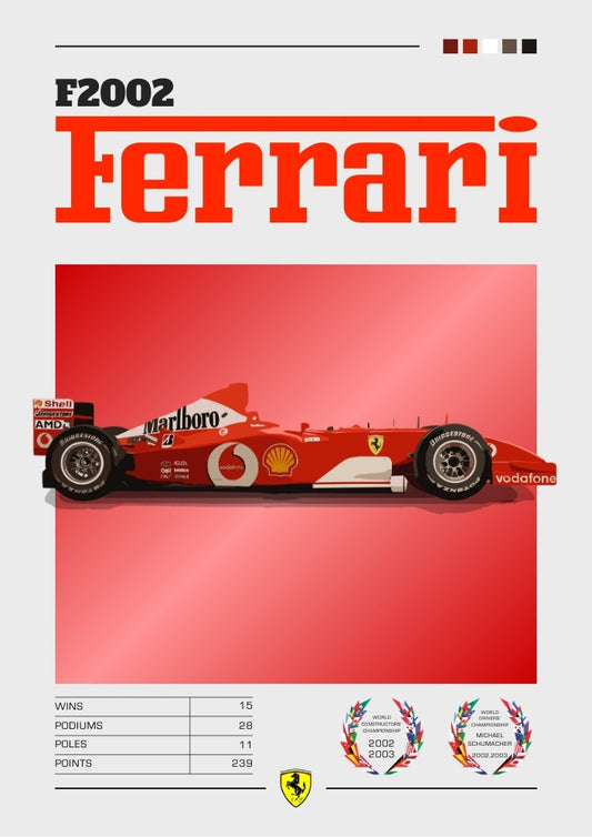 Affiche Ferrari F2002 F1 – L'art automobile de Schumacher