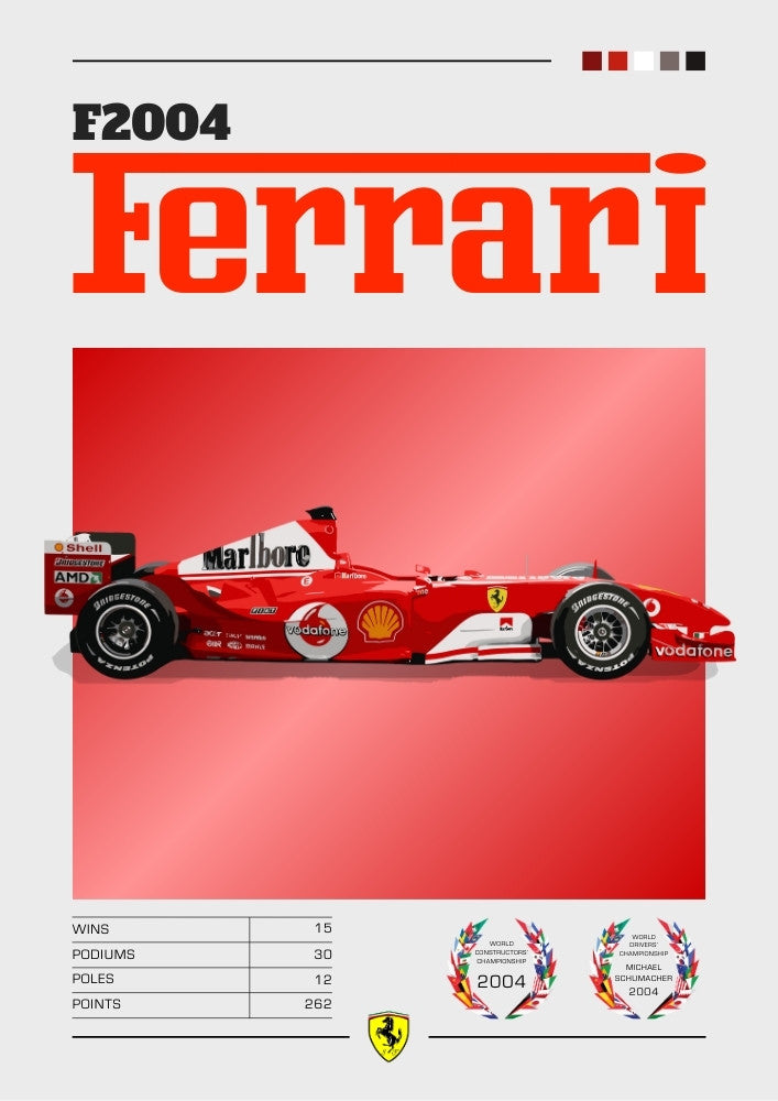 Ferrari F2004 Poster – Schumacher’s Iconic F1 Car Wall Art