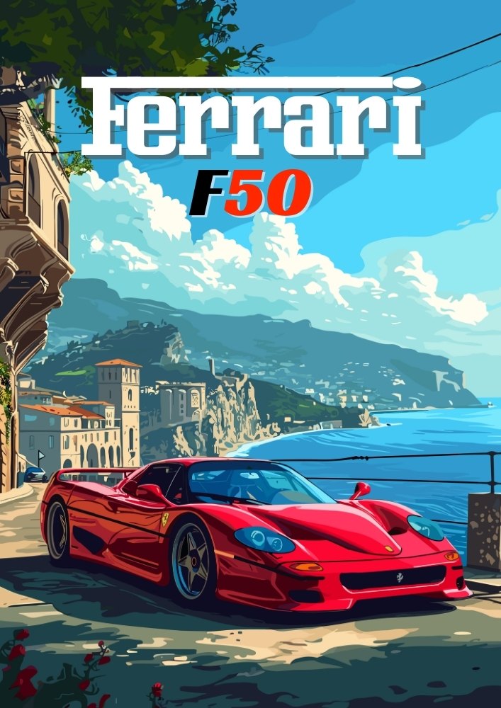 Ferrari F50 Poster – Classic Italian Supercar Wall Art