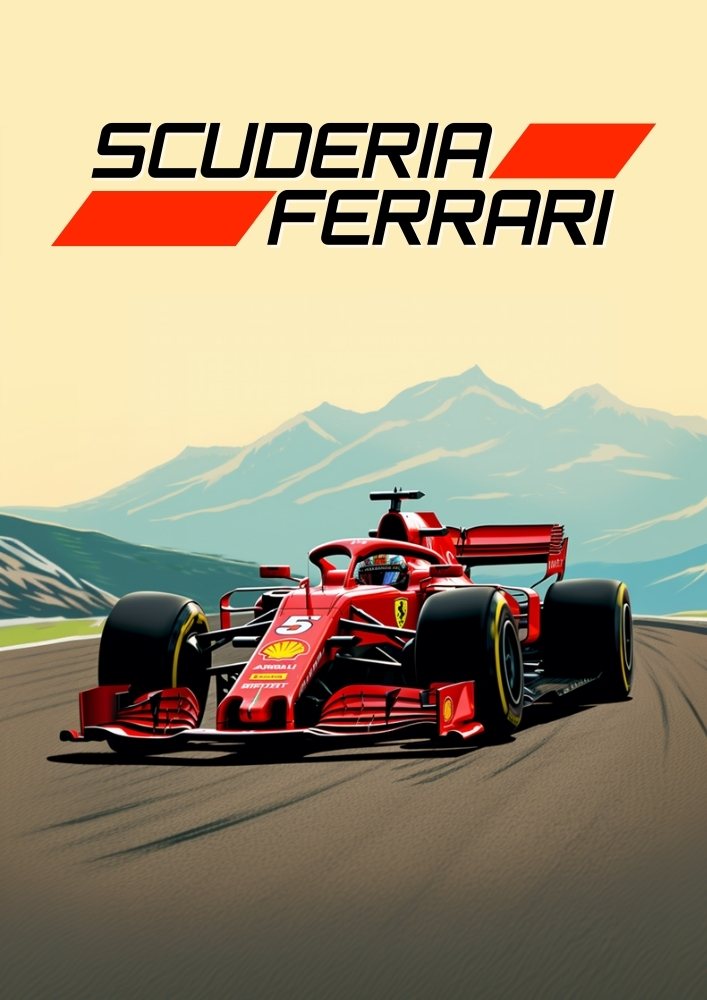 Ferrari SF71H F1 Poster – Vettel & Räikkönen 2018 Car Art