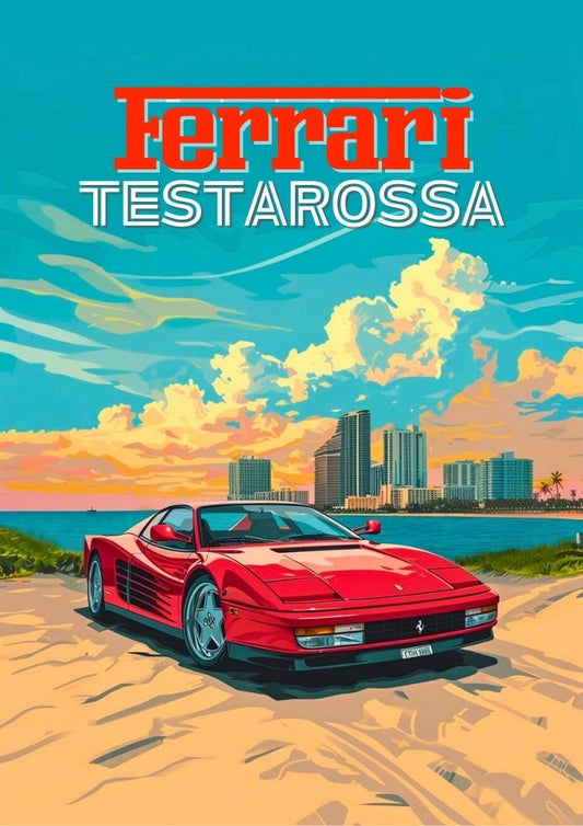 Affiche Ferrari Testarossa – Décoration murale classique de supercar italienne